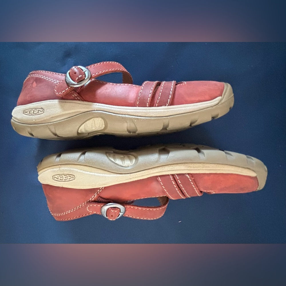 KEEN Presidio II Leather Light Brown Double Cross Strap Shoes Size 7W - Picture 10 of 10